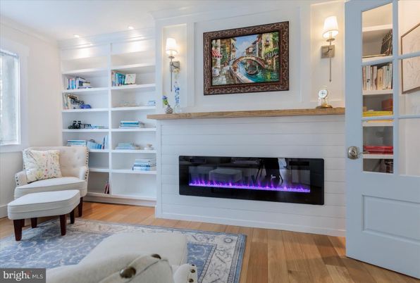 Fireplace, Interior, Recessed Lighting, Wood Texture Flooring