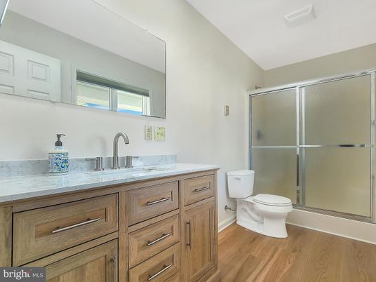 Bathroom, Glass Shower, Interior, Wood Texture Flooring