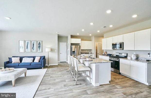 Interior, Kitchen, Living room, Recessed Lighting, Stainless Steel Appliances, Wood Texture Flooring