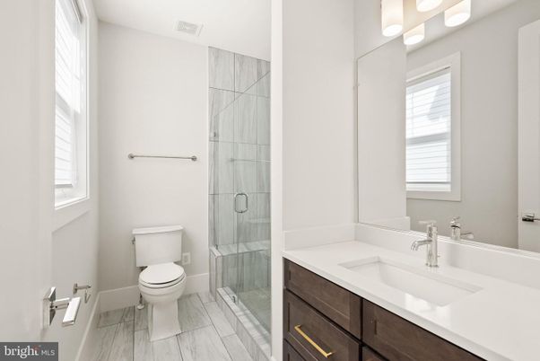 Bathroom, Glass Shower, Interior, Wood Texture Flooring
