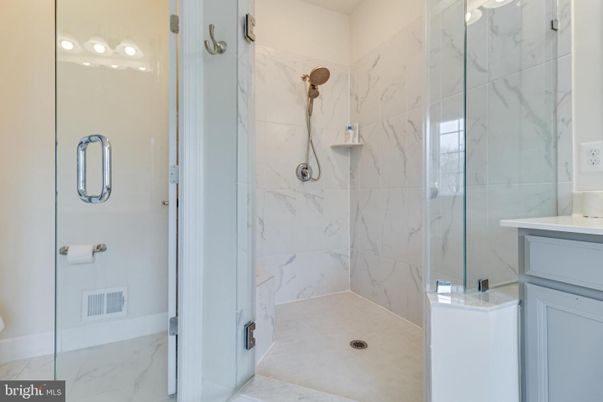 Bathroom, Glass Shower, Interior, Marble, Marble Walls