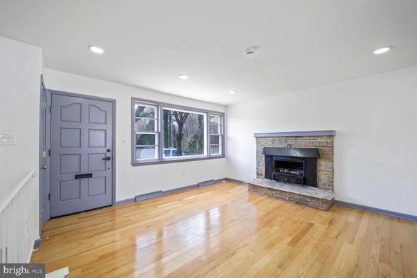 Empty room, Fireplace, Interior, Recessed Lighting, Wood Texture Flooring