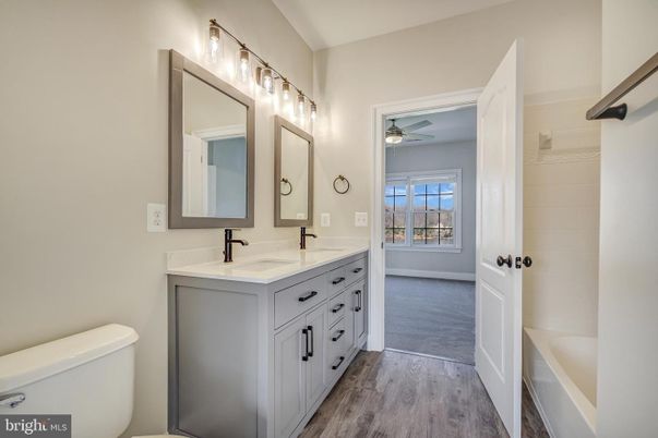 Bathroom, Dual Sink Vanities, Interior, Wood Texture Flooring