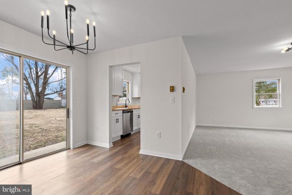 Chandelier, Empty room, Interior, Kitchen, Wood Texture Flooring