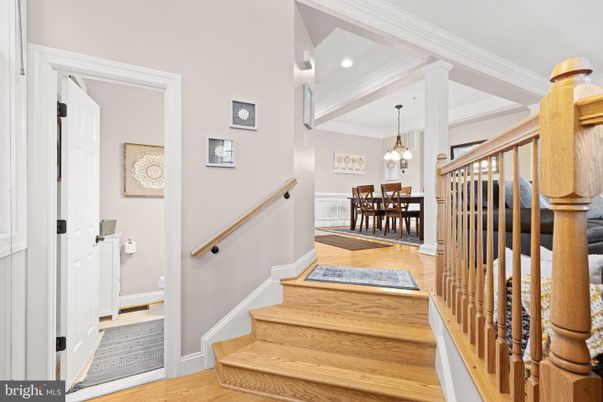 Dining room, Interior, Pendant Lights, Recessed Lighting, Wood Texture Flooring