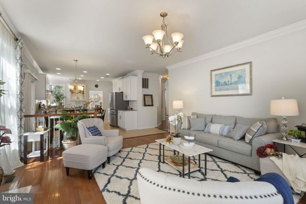 Chandelier, Dining room, Interior, Kitchen, Living room, Pendant Lights, Recessed Lighting, Wood Texture Flooring