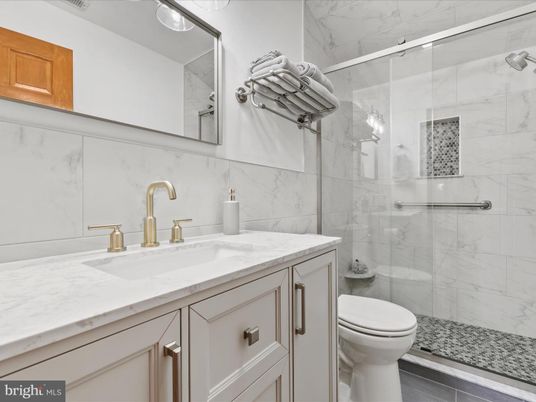 Bathroom, Glass Shower, Interior, Marble Walls