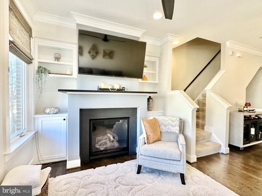 Fireplace, Interior, Recessed Lighting, Wood Texture Flooring