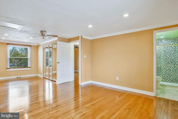 Bathroom, Empty room, Interior, Recessed Lighting, Wood Texture Flooring
