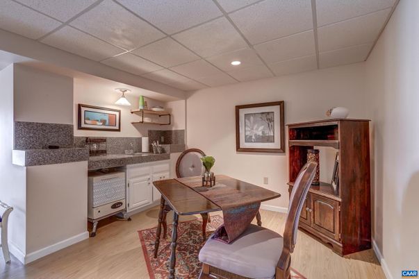 Dining room, Interior, Kitchen, Recessed Lighting, Wood Texture Flooring