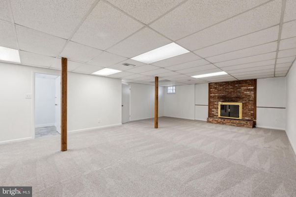 Empty room, Fireplace, Interior, Recessed Lighting, Stone Walls