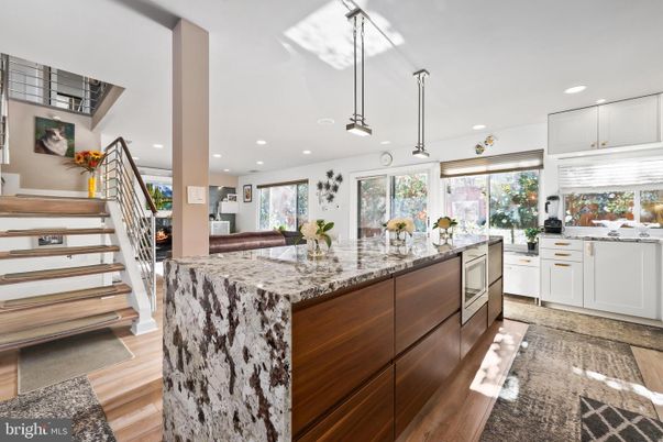 Interior, Kitchen, Pendant Lights, Recessed Lighting, Wood Texture Flooring