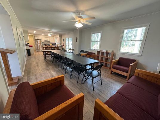 Dining room, Interior, Kitchen, Recessed Lighting, Wood Texture Flooring