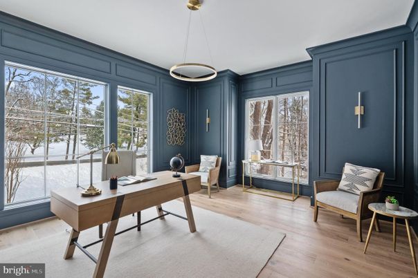 Home Office, Interior, Pendant Lights, Wood Texture Flooring
