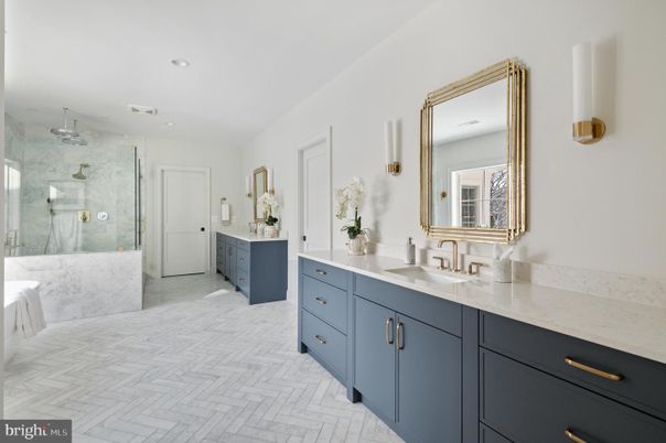 Bathroom, Dual Sink Vanities, Glass Shower, Interior, Recessed Lighting