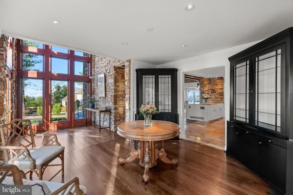 Interior, Recessed Lighting, Stone Walls, Wood Texture Flooring