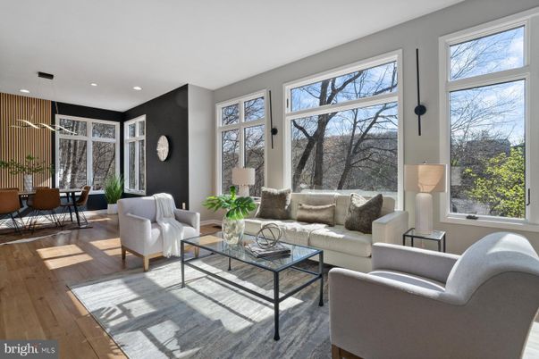Dining room, Interior, Living room, Pendant Lights, Recessed Lighting, Wood Texture Flooring