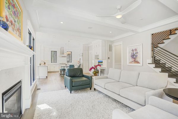 Fireplace, Interior, Kitchen, Living room, Pendant Lights, Recessed Lighting, Wood Texture Flooring