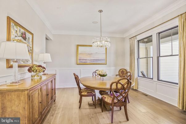 Chandelier, Dining room, Interior, Pendant Lights, Wood Texture Flooring