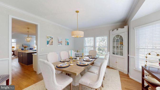 Chandelier, Dining room, Interior, Pendant Lights, Wood Texture Flooring