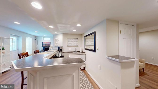Dining room, Interior, Kitchen, Recessed Lighting, Wood Texture Flooring