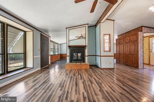 Empty room, Fireplace, Interior, Wood Texture Flooring