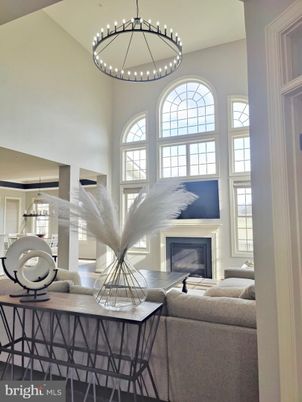 Fireplace, Interior, Living room, Pendant Lights