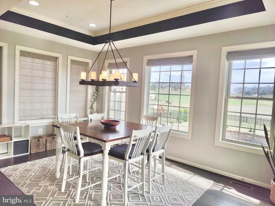 Dining room, Interior, Pendant Lights, Recessed Lighting, Wood Texture Flooring
