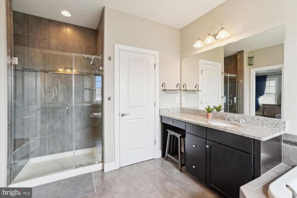 Bathroom, Dual Sink Vanities, Glass Shower, Interior, Recessed Lighting