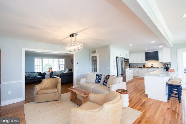 Interior, Kitchen, Living room, Pendant Lights, Recessed Lighting, Stainless Steel Appliances, Wood Texture Flooring