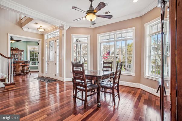 Dining room, Interior, Recessed Lighting, Wood Texture Flooring