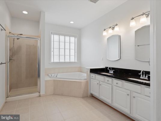 Bathroom, Dual Sink Vanities, Glass Shower, Interior, Recessed Lighting