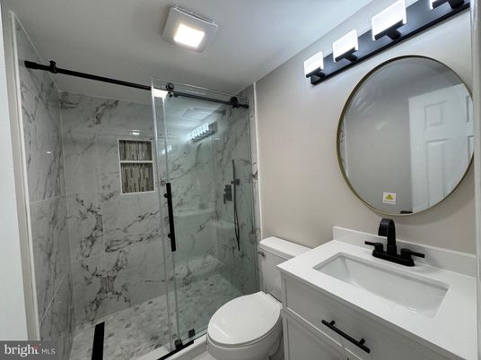 Bathroom, Glass Shower, Interior, Marble Walls
