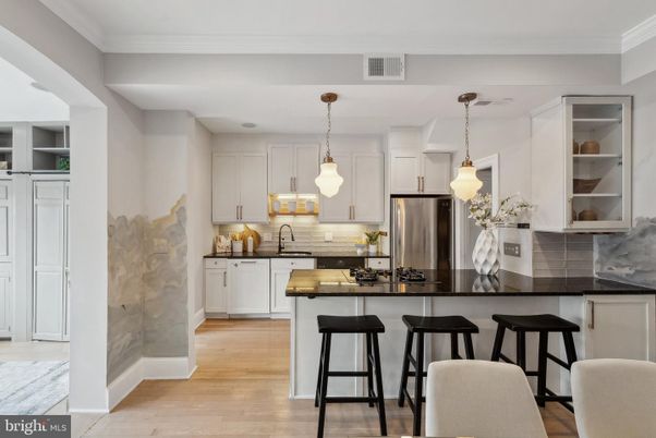 Interior, Kitchen, Pendant Lights, Stainless Steel Appliances, Wood Texture Flooring