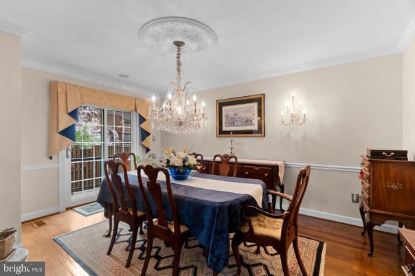 Chandelier, Dining room, Interior, Wood Texture Flooring