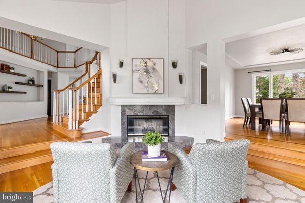 Dining room, Fireplace, Interior, Living room, Wood Texture Flooring
