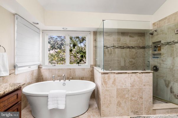Bathroom, Free Standing Baths, Glass Shower, Interior, Recessed Lighting