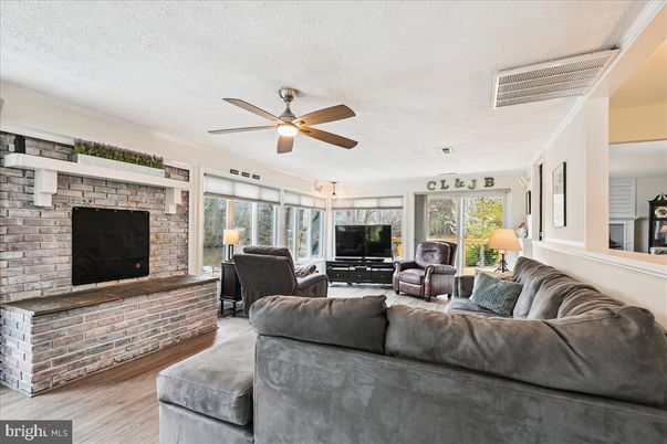 Fireplace, Interior, Living room, Stone Walls, Wood Texture Flooring