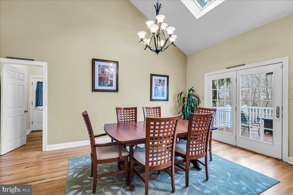 Chandelier, Dining room, Interior, Wood Texture Flooring