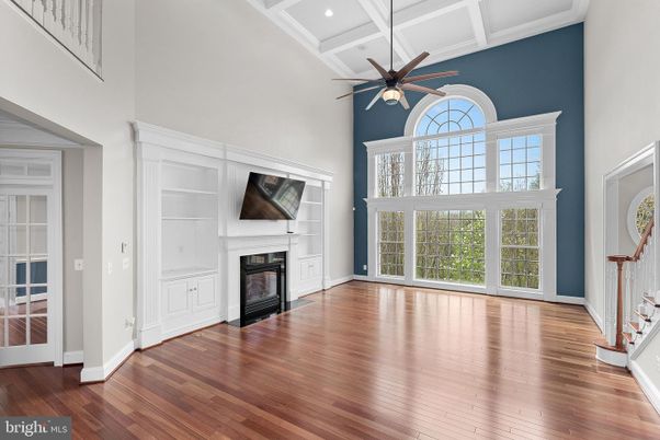 Empty room, Fireplace, Interior, Recessed Lighting, Wood Texture Flooring