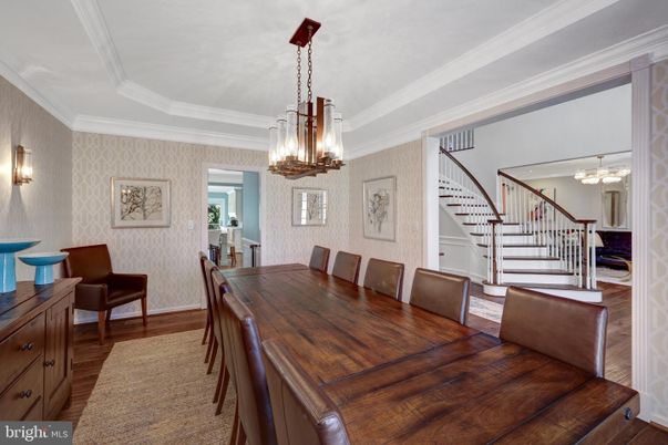 Chandelier, Dining room, Interior, Pendant Lights, Wood Texture Flooring