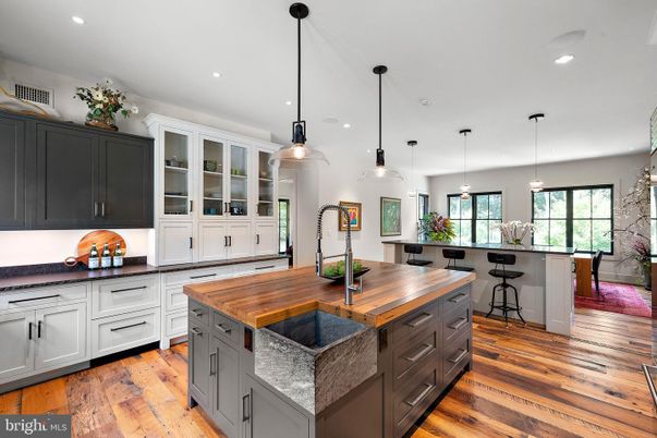 Interior, Kitchen, Pendant Lights, Recessed Lighting, Wood Texture Flooring