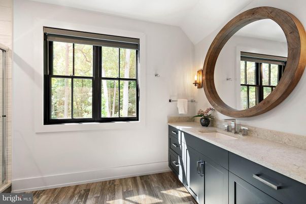Bathroom, Dual Sink Vanities, Interior, Wood Texture Flooring