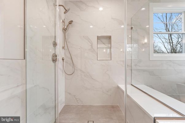 Bathroom, Glass Shower, Interior, Marble Walls