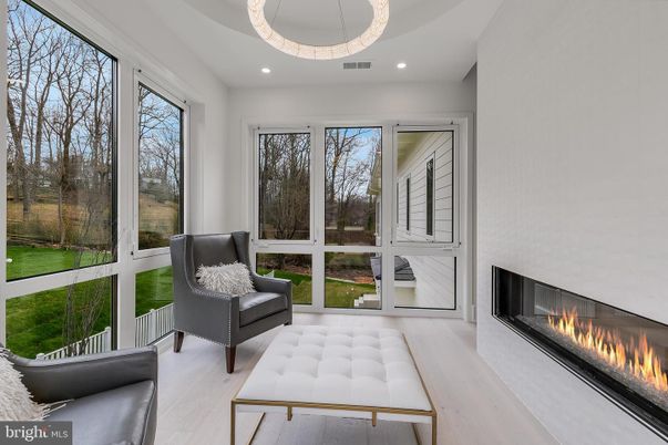 Fireplace, Interior, Recessed Lighting, Wood Texture Flooring