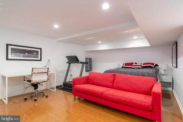 Bedroom, Fitness Equipment, Home Office, Interior, Recessed Lighting, Wood Texture Flooring