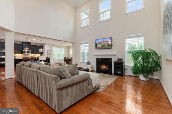 Dining room, Fireplace, Interior, Kitchen, Living room, Pendant Lights, Recessed Lighting, Wood Texture Flooring