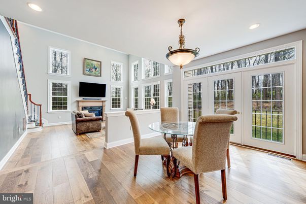 Dining room, Interior, Recessed Lighting, Wood Texture Flooring