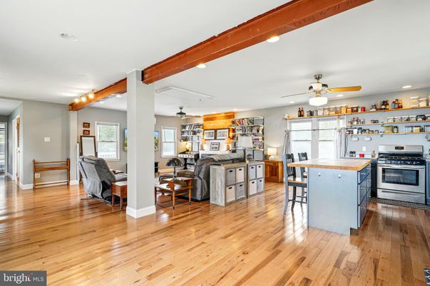 Interior, Kitchen, Living room, Recessed Lighting, Wood Texture Flooring