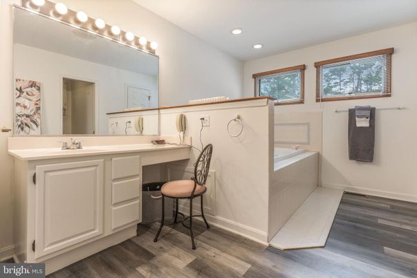 Bathroom, Interior, Recessed Lighting, Wood Texture Flooring